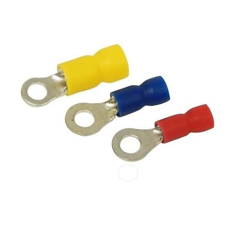 Morris Products 10018 Ring Terminal, Vinyl Insulated, Red, 22-16 Wire Size, 1/4" Stud Size, 200-Pack