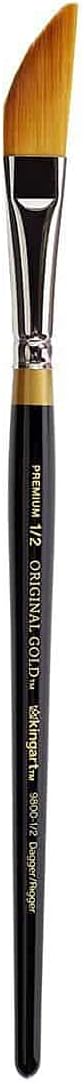 KINGART Premium Original Gold 9800-1/2 Dagger Striper Series Artist Brush, Golden Taklon Synthetic Hair, Short Handle, for Acrylic, Watercolor, Oil and Gouache Painting, Size 1/2"