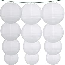 White Paper Lanterns 12Pcs Hanging Lanterns for Birthday Party, Wedding, Home Decor, Baby Shower Festive Decoration