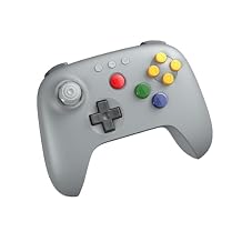 8BitDo 64 Bluetooth Controller for Analogue 3D, Switch, Switch 2, Windows, and Android (Grey)