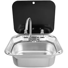 LENJKYYO RV Sink Outdoor Sink Stainless Steel Hand Wash Basin Sinks Single Bowl Sinks Basin With Drawable Faucet for RV Caravan Camper Boating Bar