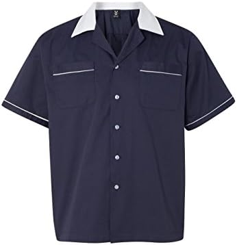 Hilton Adult Unisex Legend Bowling Shirt NavyWhite Medium