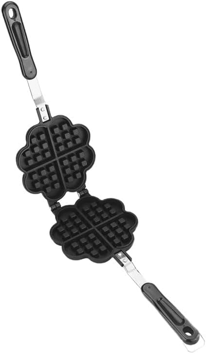 Waffle Maker Pan machine, Waffle Iron Heart Shape Household Kitchen Gas Non-Stick Waffle Baking Pan Mould, Anti-Scalding And Comfortable Grip Mold Press Plate Baking Tool