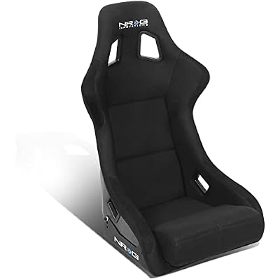 NRG Innovations NRG-RSC-302CF-SL Fixed Back Bucket Racing Seat with Universal Side Mount Bracket,Silver Carbon Fiber Back, BlackSilver