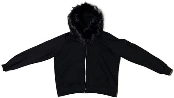 Men Hoodie Zip Up Y2k Zip Up Hoodie Fur Hooded Jacket Warm Winter Coat for Men with Hood Fur Collar Streetwear