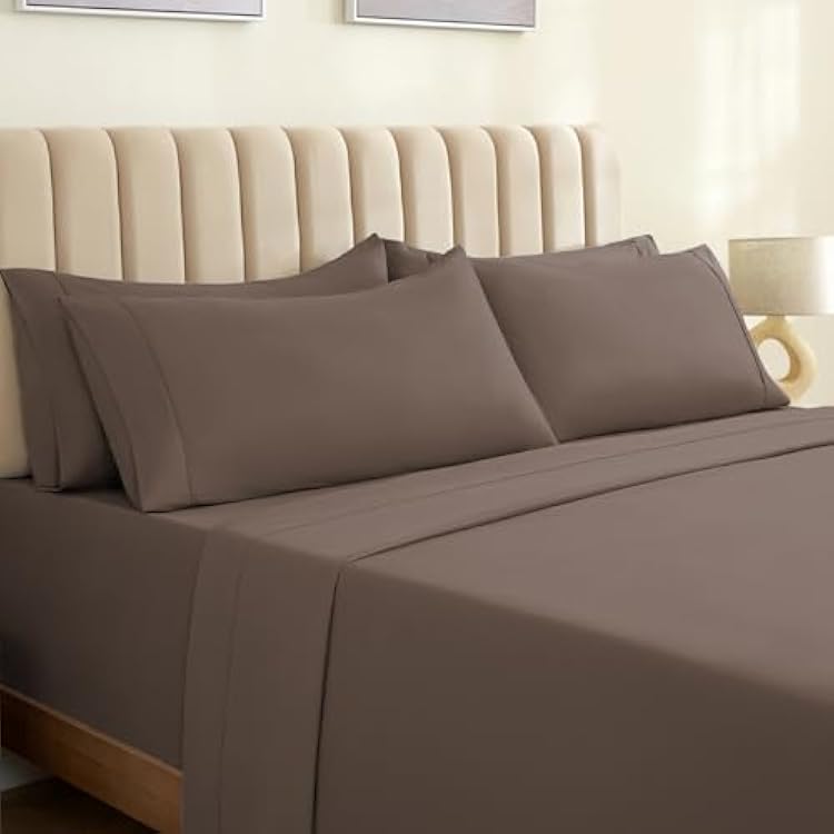 LuxClub 4 PC Sheet Set Bed Sheets Deep Pockets 18 Eco Friendly Wrinkle Free Sheets Machine Washable Hotel Bedding Silky Soft - Tree Bark Twin XL