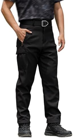 Mens Casual Pants Outdoor Loose Fit Comfortable Softshell Work Pants for Hiking Travel and Daily Wear