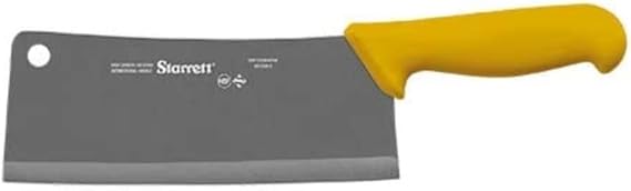 Starrett Profi Küche Sterbemesser aus Edelstahl - Breites rechteckiges Profil - 8 Zoll (200 mm) - Gelber Griff Gelb
