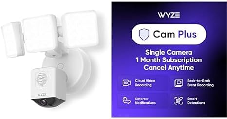 WYZE Floodlight Pro White 1-Pack Cam Plus Monthly, Covers 1 Camera, Auto-Renews at $2.99/Month, Activation Required, Cancel Anytime