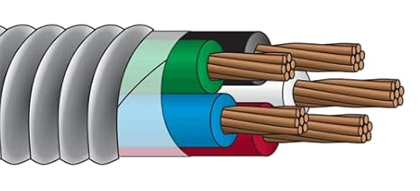 6/4 Metal Clad (MC) Cable with Ground, Aluminum Armored, Stranded Copper Conductors (10FT Cut)