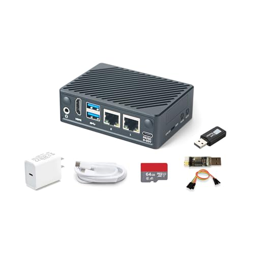 FriendlyElec Nanopi M5 Portable Mini Router OpenWRT - LPDDR5 8GB16GB RAM 6TOPS NPU, RK3576 SoC with Al Model, Dual Gbps Ethernet for IoT NAS Smart Gateway None WiFi Module, 8GB, TF Card Kit