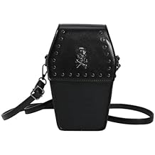 Generic Women Crossbody Bag Halloween Coffin Shape Purse Small Cellphone Bag Festival Gothic Bag for Girl Women Rivet Handbag, Bk, 1