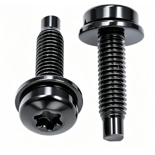 Rexka 20pcs Black T30 Torx Dog Point SEMS Bolt & Washer Fender Body M6 x 1.0 Metric Thread for Car Truck