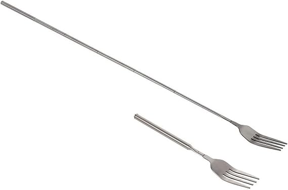 Extendable Table Fruit Dessert Fork, Extendable Barbecue Table Fruit Dessert Fork, Telescopic Fork, Durable Stainless Steel Cutlery 8.7 to 25.4 inches