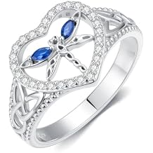 Dragonfly Ring for Women S925 Sterling Silver Celtic Knot Ring Dragonfly Jewelry for Brithday Christmas