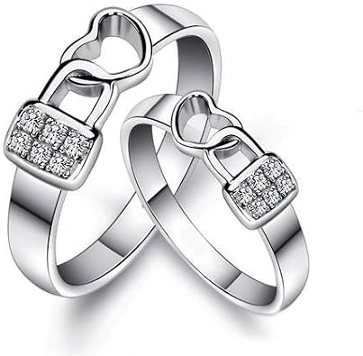 925 Sterling Silver Couple Ring Lock Ring Lovers Ring