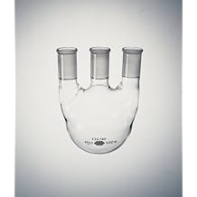 Kimble Chase KIMAX 606020-2224 Borosilicate Glass Three-Neck Round Bottom Distilling Flask, Side Necks Angled, 3000 ml Capacity