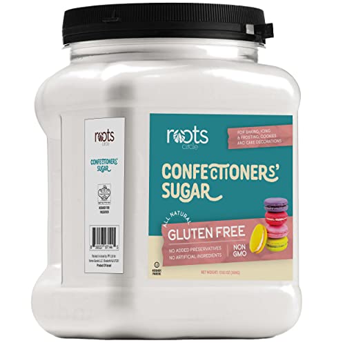 Roots Circle Confectioners Sugar | Non GMO & Gluten-Free Powdered Sugar | Vegan & Kosher for Passover | Great for Glazes, Fudge, Icing and Dusting | 1 Pack - 17.63oz