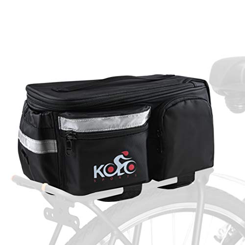 Bike Bags for Bicycles Rear Rack - Waterproof Bicycle Saddle Panniers with Extra Padded Foam Bottom and Side Reflectors - Convertible Bike Bag with Shoulder Strap, Zipper Pockets, and Bottle Case