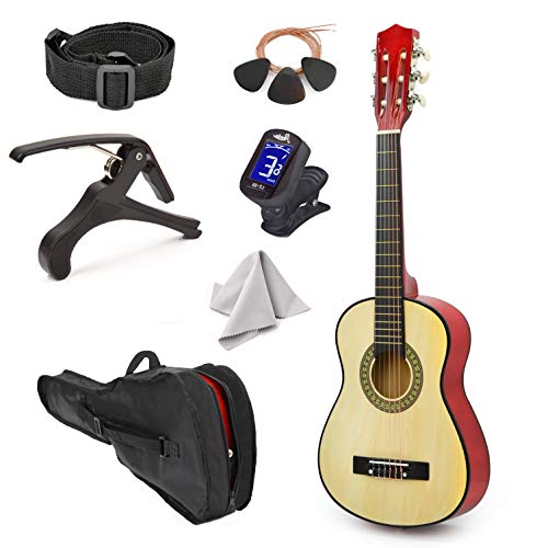 NEW! 30 Left Handed Natural Wood Guitar With Case and Accessories for KidsBoysBeginners Natural
