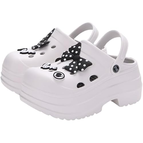 Womens Platform Clogs Slip On Slides Shoes Beach Sandals Gardener Clog Hight Heels Mule Slippers Garden Shoes DIY Cartoon Accessories Sandals