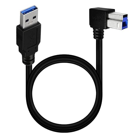 USB 3.0 Printer Cable, USB 3.0 Type A Male to Type B Male Plug 90 Degree High Speed Printer Cable,Monitor,External Hard Drivers,Scanner - 50cm/1.5Ft (A to B UP Angle)