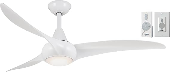 Minka-Aire F844-WH Light Wave 52" Ceiling Fan, White with Remote and Additional Wall Control