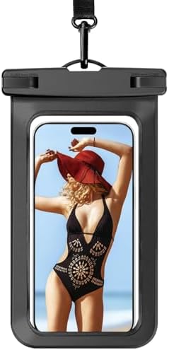 124 Waterproof Case Pouch Cellphone Dry Bag Compatible for iPhone 17 16 15 14 13Pro Max Plus Black | Universal, Up to 7,Cruise Ship, Kayak, Beach Essentials, IPX8 Water Resistant,1 Pack