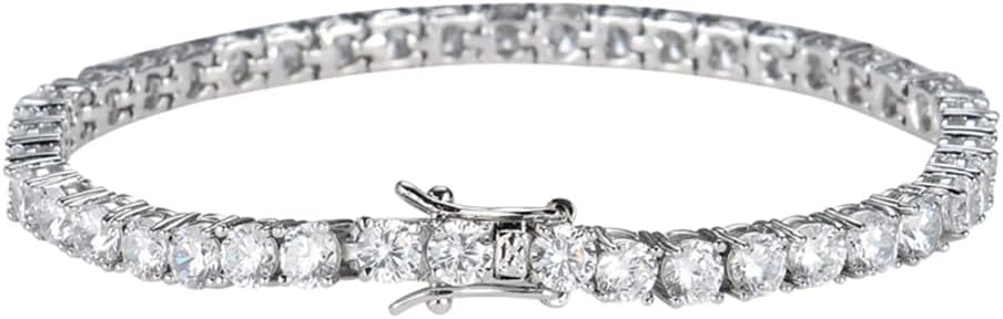4mm Tennis Bracelet for Women 7inches AAAAA Zirconia Brass with Plated s925 Sterling Silver Bracelets for Gifts
