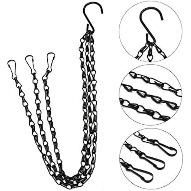 4 Pcs 16 inch Black Hanging Basket Chains Flower Plant Pot Replacement Chain Hanger for Bird Feeders, Planters, Lanterns and Ornaments