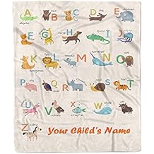 Customized Alphabet Blanket for Boys and Girls. Learning ABC Letters Blanket. Best Gift for Baby Shower, Birthday & Christmas.[Custom] (Alphabet Blanket 16, 30" X 40")