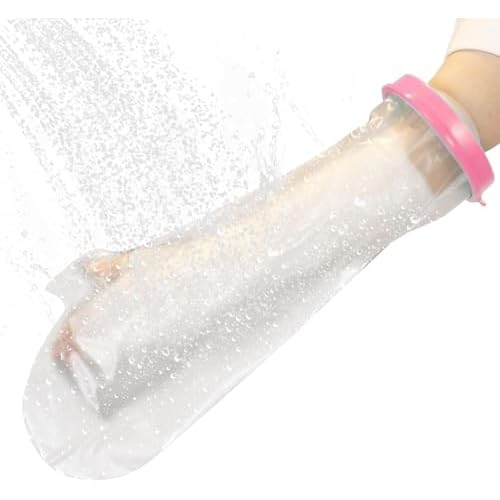 CIVJET Waterproof Cast Covers for Shower Arm Adult, Arm Sling for SwimmingShowering after Surgery, Short Bath & Shower Cast & Wound Cover Protector, Broken HandWrist Sleeve recovery supplies, Pink