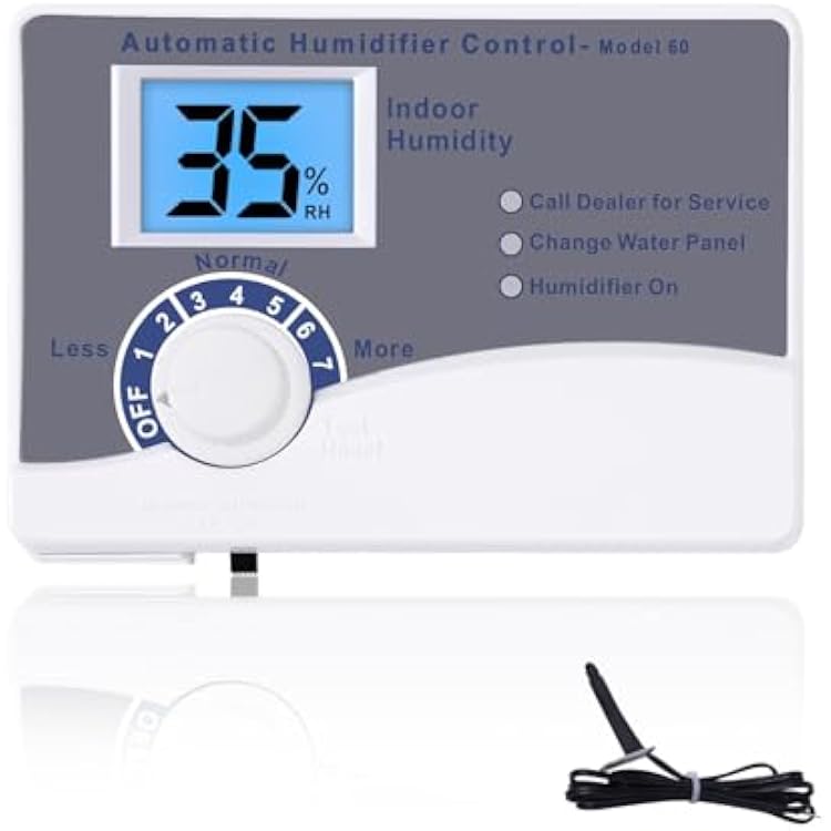 60 Humidifier Control Humidistat with Outdoor Temperature Sensor compatible with AprilAire 400 500 600 700 Series Whole Home Dehumidifiers Replacement for AprilAire 60, 24VAC Digital Wall Mount