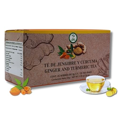 Jengibre & Curcuma Te Ginger & Turmeric Tea 100% Natural, Vegan | 25 Tea Bags