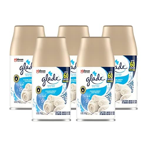 5 Glade Automatic Spray Air Freshener Refill, Clean Linen, 6.2 Ounce Pack of 5