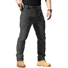 Men's Stretch Tactical Pants Lightweight Hiking Cargo Pants Water Resistant Multi Pocket Casual Outdoor Work Pants (No Belt)