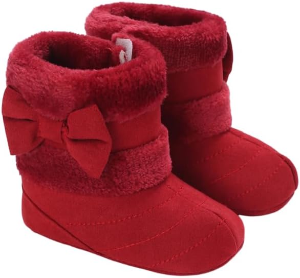 Baby Boy Girl Boots Newborn Shoes Winter Snow Bowknot Anti-Slip Soft Sole Warm Infant Toddler Prewalker Booties