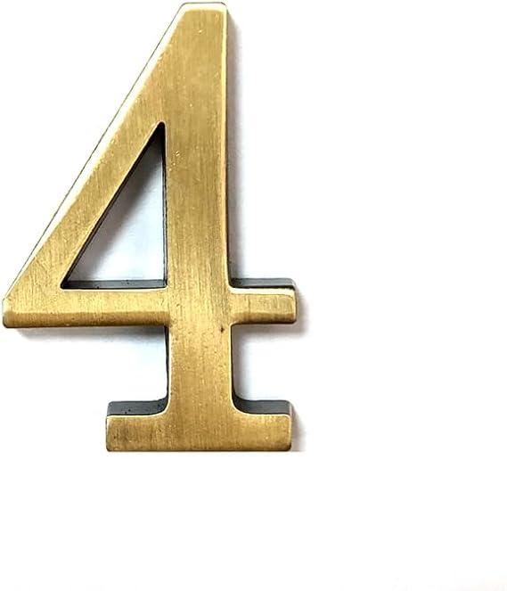 1Pcs Mailbox Numbers 2 Inch Hollow Zinc Alloy House Number,Self Adhesive 3D Door Address Numbers for House, Apartment, Office, Hotel Room, Mailbox Signs,Bronze No.4
