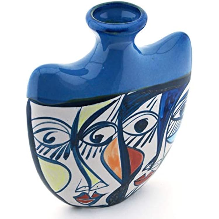 Ceramic Amphora with Cubist Design, Picassian Style, Modern Art, Handmade and Handpainted. Exclusive Collection, Limited Production. 8,66 x 2,95 x 10,04