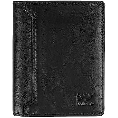 SHINKO Italian Leather Wallet for Men, Vachetta Leather Card Holder, Bifold Mens Wallet, Safe Card Case, Mens Long Wallet Versatile and Minimalist Wallet for Men Black
