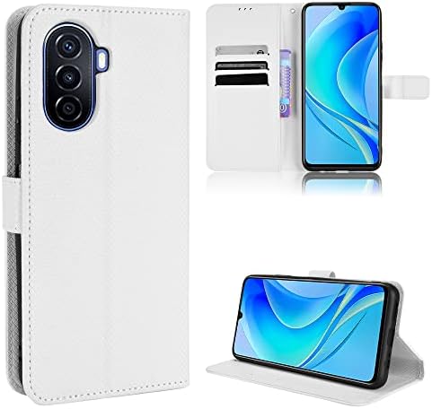 Case for Huawei Nova Y70 Plus Leather Case Cover,PU Leather flip Cover Case for Huawei Nova Y70 MGA-LX9 Case Cover White