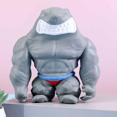 Squishy Shark Toy Big Stretchy Stress Relief for Kids & Adults, 9 Giant Shark Stress Ball Filled with Quartz Sand, Soft Squeeze Fidget Like Monkey & Gorilla Stretch, Office & Home Gift