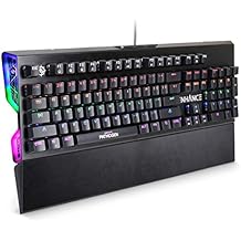ENHANCE Pathogen Gaming Keyboard - Blue Switch Mechanical Keyboard with Fast 0.2ms Polling, Water & Dust Resistant, NKRO & Anti-Ghosting, Removable Wrist Rest, Ergonomic Keyboard Rainbow LED 9 Effects