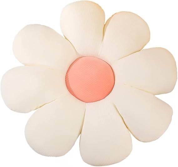 ANYEI Flower-Shaped Throw Pillow Cushion Floor Cushion Cushion Office Sedentary Tatami Car Butt Cushion (White, 60cm)