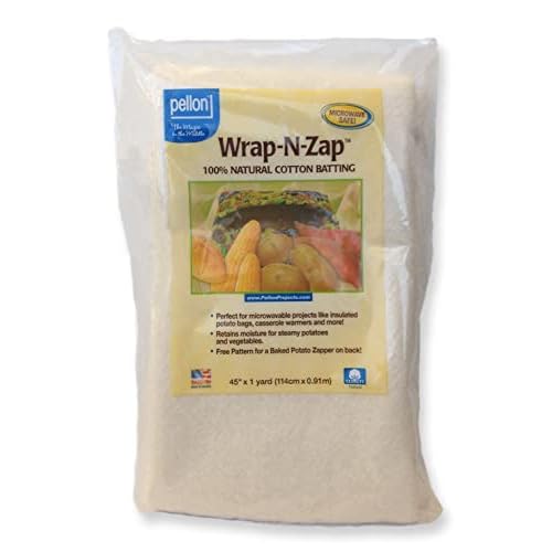 Fields Pellon Wrap N Zap Microwave Safe 100percent Natural Cotton Batting 45 x 1 Yard M544.10