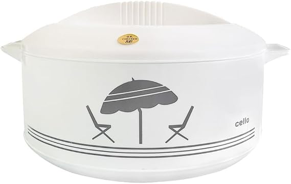Cello Chef Deluxe Insulated Hot Pot Casserole 1500, White | Spacious 1250ml Capacity Provides Ample Storage and Serving Space for Everyday Family Dining