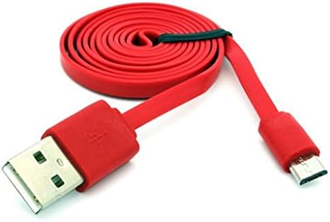 Red 6ft Long USB Cable Charger Sync Power Wire Micro-USB Data Link Cord Supports Fast Charging for Samsung Galaxy J3, J5, J7, Note 3 4 5, Edge, S5, S6, Edge, Edge+, S7, Edge - Verizon Ellipsis 7, 8