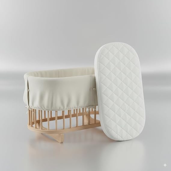 Restorology Baby Breathable Moses Basket Mattress, Thick Super Soft Oval Shaped Double Sided Hypoallergenic Mattress Fits Mamas & Papas