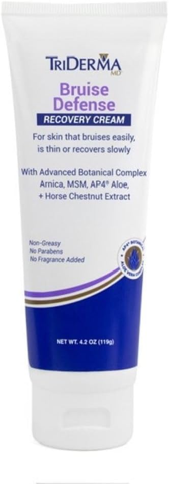 TriDerma Bruise Defense Healing Cream for Those Who Bruise Easily, Rids Discoloration and Bruising with Arnica, AP4 Aloe Vera and MSM, 4.2 oz