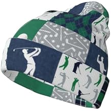 Golf Print Hats, Golf Beanie Hats Christmas Stocking Cap for Men Women Adult Winter Hats